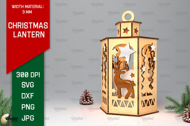 Christmas Lantern Laser Cut Design. Christmas Decor SVG SVG Evgenyia Guschina 