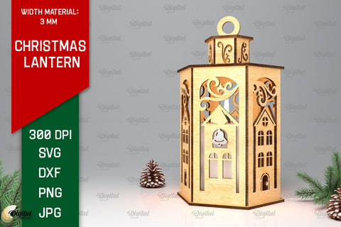 Christmas Lantern Laser Cut Design. Christmas Decor SVG SVG Evgenyia Guschina 