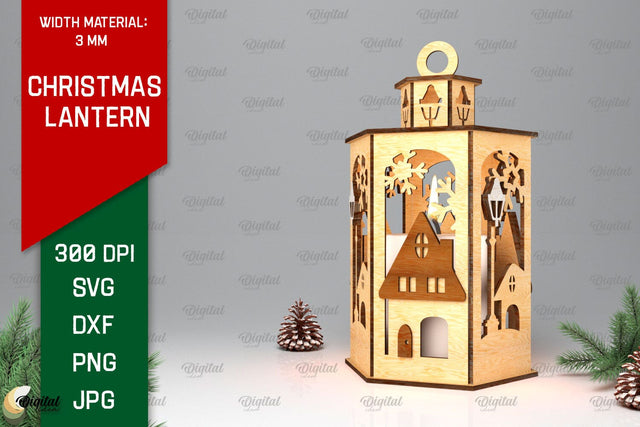Christmas Lantern Laser Cut Design. Christmas Decor SVG SVG Evgenyia Guschina 
