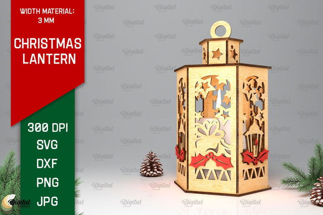 Christmas Lantern Laser Cut Design. Christmas Decor SVG SVG Evgenyia Guschina 