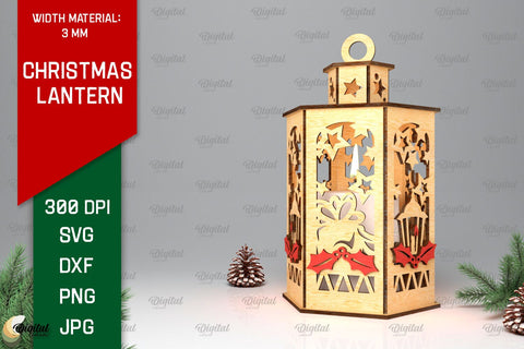 Christmas Lantern Laser Cut Design. Christmas Decor SVG SVG Evgenyia Guschina 