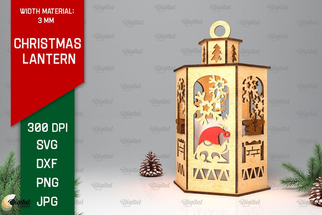 Christmas Lantern Laser Cut Design. Christmas Decor SVG SVG Evgenyia Guschina 