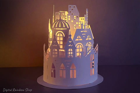 Christmas lantern svg, paper lantern template with Santa SVG Digital Rainbow Shop 