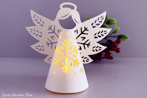 Christmas lantern svg template, 3d christmas angel paper cut SVG Digital Rainbow Shop 