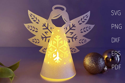 Christmas lantern svg template, 3d christmas angel paper cut SVG Digital Rainbow Shop 