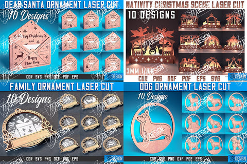 Christmas Laser Cut Mega Bundle SVG | Christmas Laser Cut SVG | Xmas Laser Cut | Personalized Christmas Gifts SVG Fly Design 