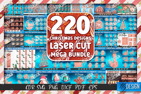 Christmas Laser Cut Mega Bundle SVG | Christmas Laser Cut SVG | Xmas Laser Cut | Personalized Christmas Gifts SVG Fly Design 