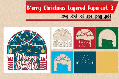 Christmas Layered Papercut 3 | Merry and Bright 3D Paper zafrans studio 