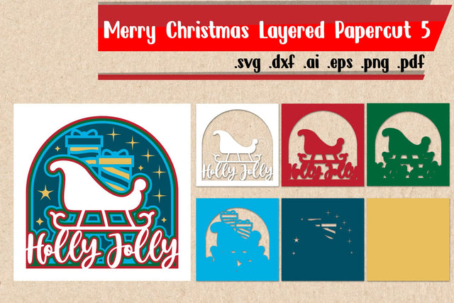 Christmas Layered Papercut 5 | Holly Jolly 3D Paper zafrans studio 