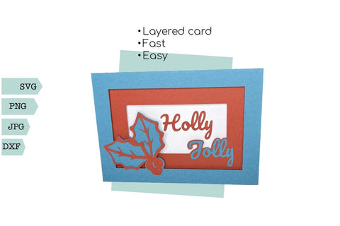Christmas layered tunnel card - Holly Jolly Christmas SVG Sharia Morton Designs 