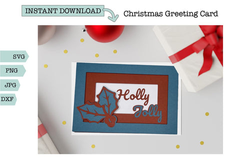 Christmas layered tunnel card - Holly Jolly Christmas SVG Sharia Morton Designs 