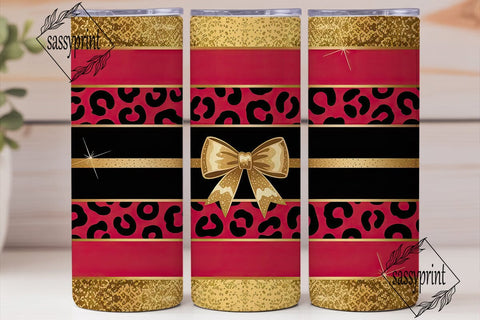 Christmas Leopard Glitter 20oz Tumbler Sublimation sassyprint 