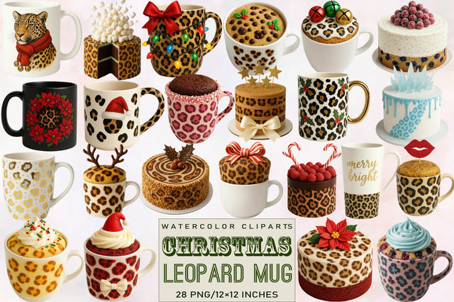 Christmas Leopard Mug Clipart Sublimation SVGArt 