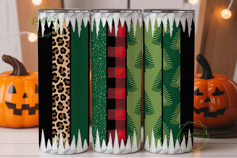 Christmas Leopard Plaid Tumbler Wrap Sublimation PixelChick 