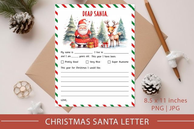 christmas letter template, christmas letter to santa Sublimation KMarinaDesign 