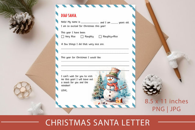 christmas letter template, christmas letter to santa Sublimation KMarinaDesign 
