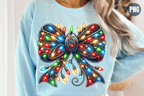 Christmas Light Bow, Christmas Coquette Bow Png Design, Christmas Light Png, Xmas Coquette Bow PNG, Christmas Sublimation Design SVG BB Type Studios 