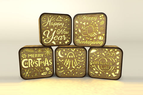 Christmas Light Box Decorative Set Laser Cut Templates SVG LaserCutano 