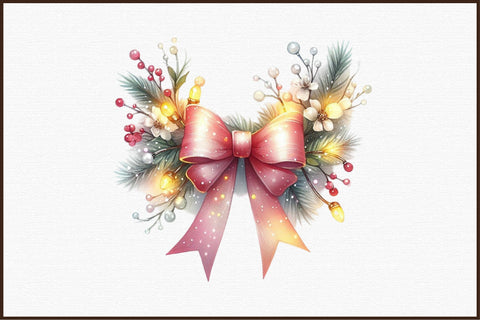 Christmas Light Coquette Bow PNG Clipart Sublimation designartist 