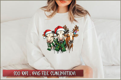 Christmas Lights Cow Farm Animal Sublimation Sublimation Shetara Begum 