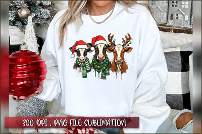 Christmas Lights Cow Farm Animal Sublimation Sublimation Sublimation Shetara Begum 