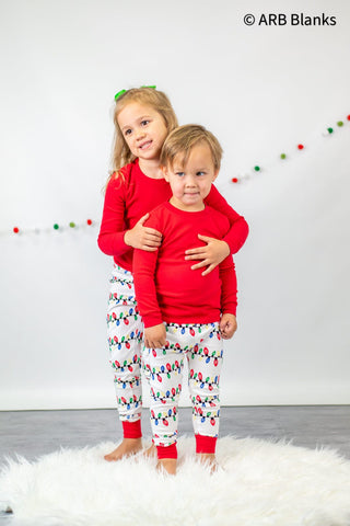 Christmas Lights Family Pajama Collection | Blanks for Embroidery and Heat Transfers Physical ARB Blanks Youth 18M 