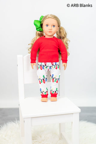 Christmas Lights Family Pajama Collection | Blanks for Embroidery and Heat Transfers Physical ARB Blanks Doll 18" 