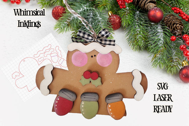 Christmas Lights Gingerbread Ornament Laser SVG SVG Whimsical Inklings 