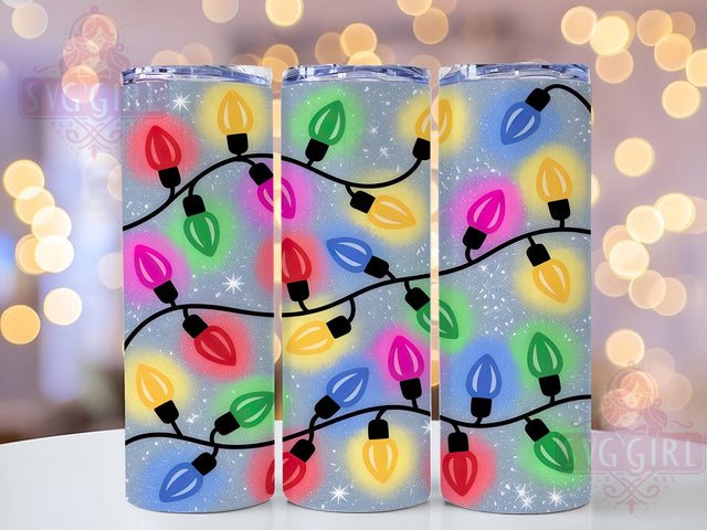Christmas Lights Glitter Holiday Tumbler, Holiday Sparkle Sublimation Design, Festive Cup Art, 20oz Xmas Tumbler, Whimsical Glitter Mug, Stylish Christmas Cup, Cozy Holiday Wrap Sublimation SvggirlplusArt 