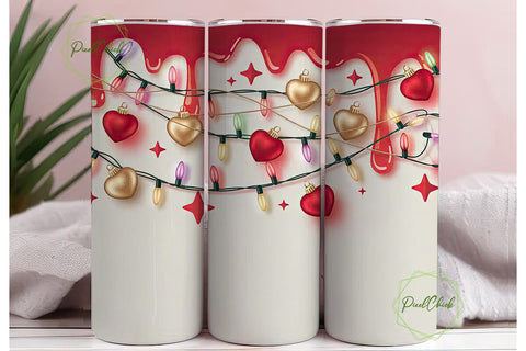 Christmas Lights Heart Ornament Tumbler Sublimation PixelChick 