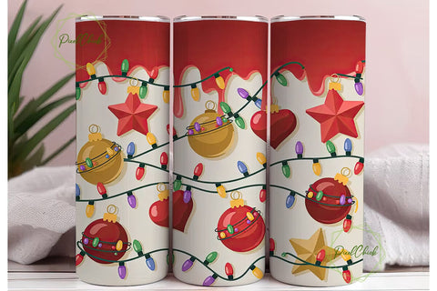Christmas Lights Heart Ornament Tumbler Sublimation PixelChick 