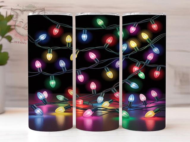 Christmas Lights Holiday Tumbler, Holiday Lights Wrap, Festive Lights Sublimation, 20oz Christmas Tumbler, Twinkling Lights Art, Seasonal Lights Mug, Whimsical Holiday Cup Sublimation Lara' s Designs 