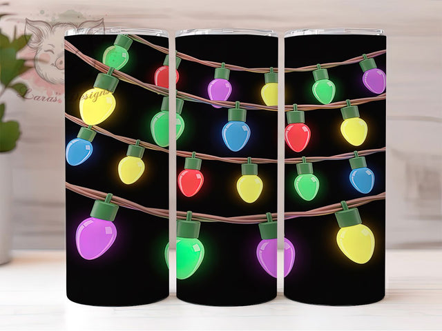 Christmas Lights Holiday Tumbler, Holiday Lights Wrap, Festive Lights Sublimation, 20oz Christmas Tumbler, Twinkling Lights Art, Seasonal Lights Mug, Whimsical Holiday Cup Sublimation Lara' s Designs 