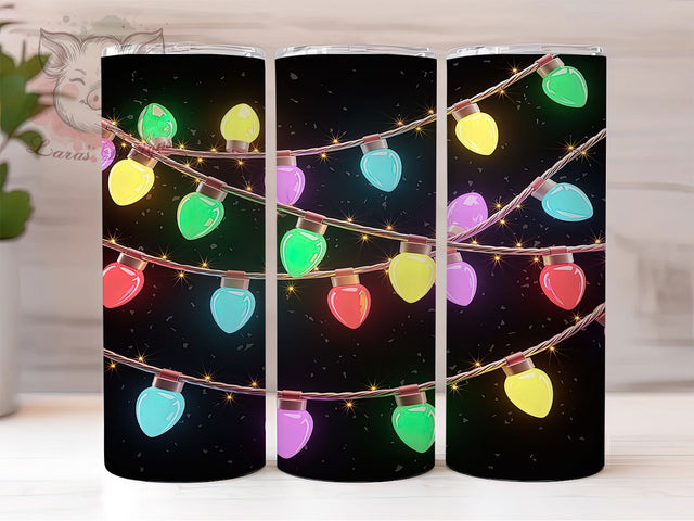 Christmas Lights Holiday Tumbler, Holiday Lights Wrap, Festive Lights Sublimation, 20oz Christmas Tumbler, Twinkling Lights Art, Seasonal Lights Mug, Whimsical Holiday Cup Sublimation Lara' s Designs 