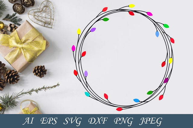 Christmas lights round ornament, Winter wreath svg, Holiday decoration SVG AnastasiyaArtDesign 