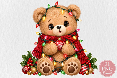 Christmas Lights Teddy Bear PNG Sublimation nirmal108roy 