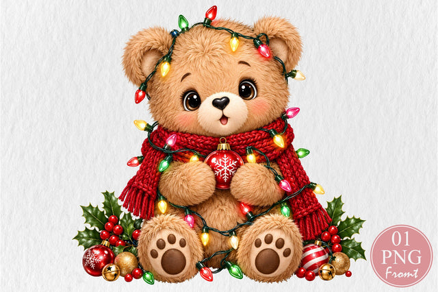 Christmas Lights Teddy Bear PNG Sublimation nirmal108roy 