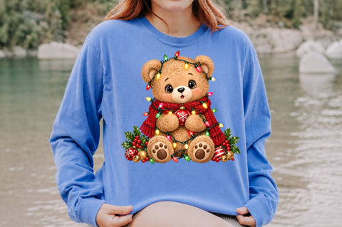 Christmas Lights Teddy Bear PNG Sublimation nirmal108roy 