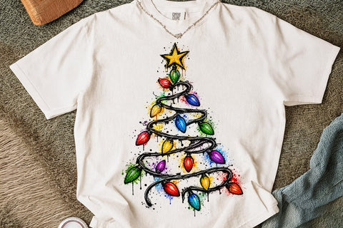 Christmas Lights Tree Sublimation Design SVG DesignDestine 