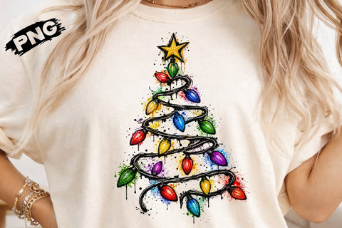 Christmas Lights Tree Sublimation Design SVG DesignDestine 