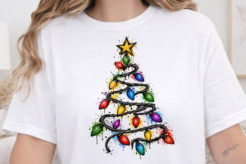 Christmas Lights Tree Sublimation Design SVG DesignDestine 
