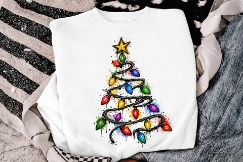 Christmas Lights Tree Sublimation Design SVG DesignDestine 