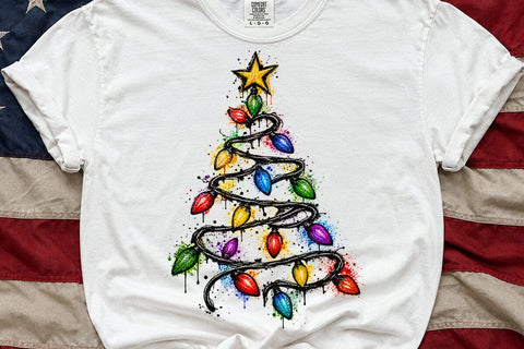 Christmas Lights Tree Sublimation Design SVG DesignDestine 