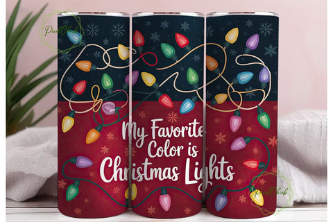 Christmas Lights Tumbler Wrap PNG Sublimation PixelChick 