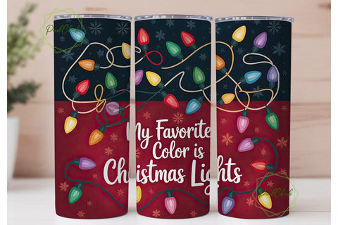 Christmas Lights Tumbler Wrap PNG Sublimation PixelChick 