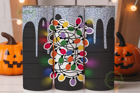 Christmas Lights Tumbler Wrap PNG Sublimation PixelChick 