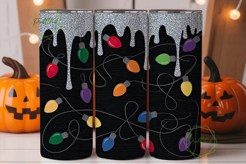Christmas Lights Tumbler Wrap PNG Sublimation PixelChick 