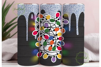 Christmas Lights Tumbler Wrap PNG Sublimation PixelChick 
