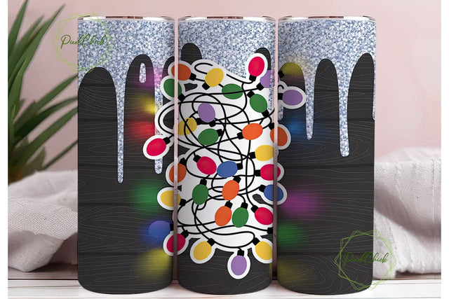 Christmas Lights Tumbler Wrap PNG Sublimation PixelChick 