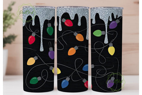 Christmas Lights Tumbler Wrap PNG Sublimation PixelChick 